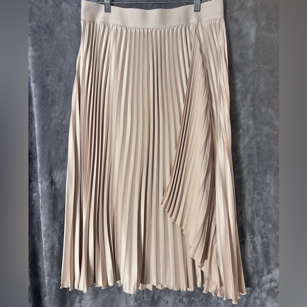 Dusty Pink Silky A-Line Pleated Skirt with Detail Versatile & On trendy 2x